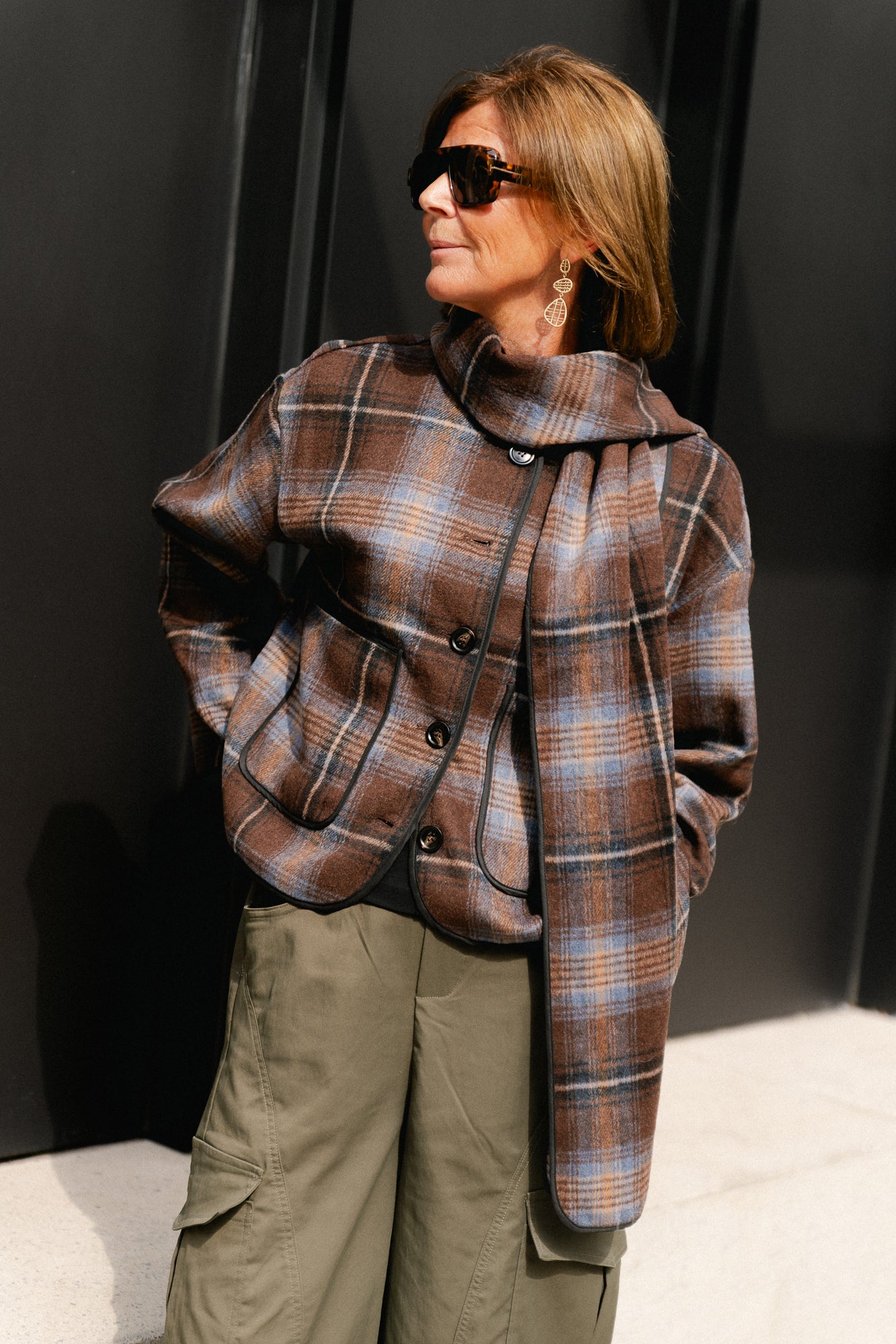 YASCalino LS scarf jacket carafe/caline check