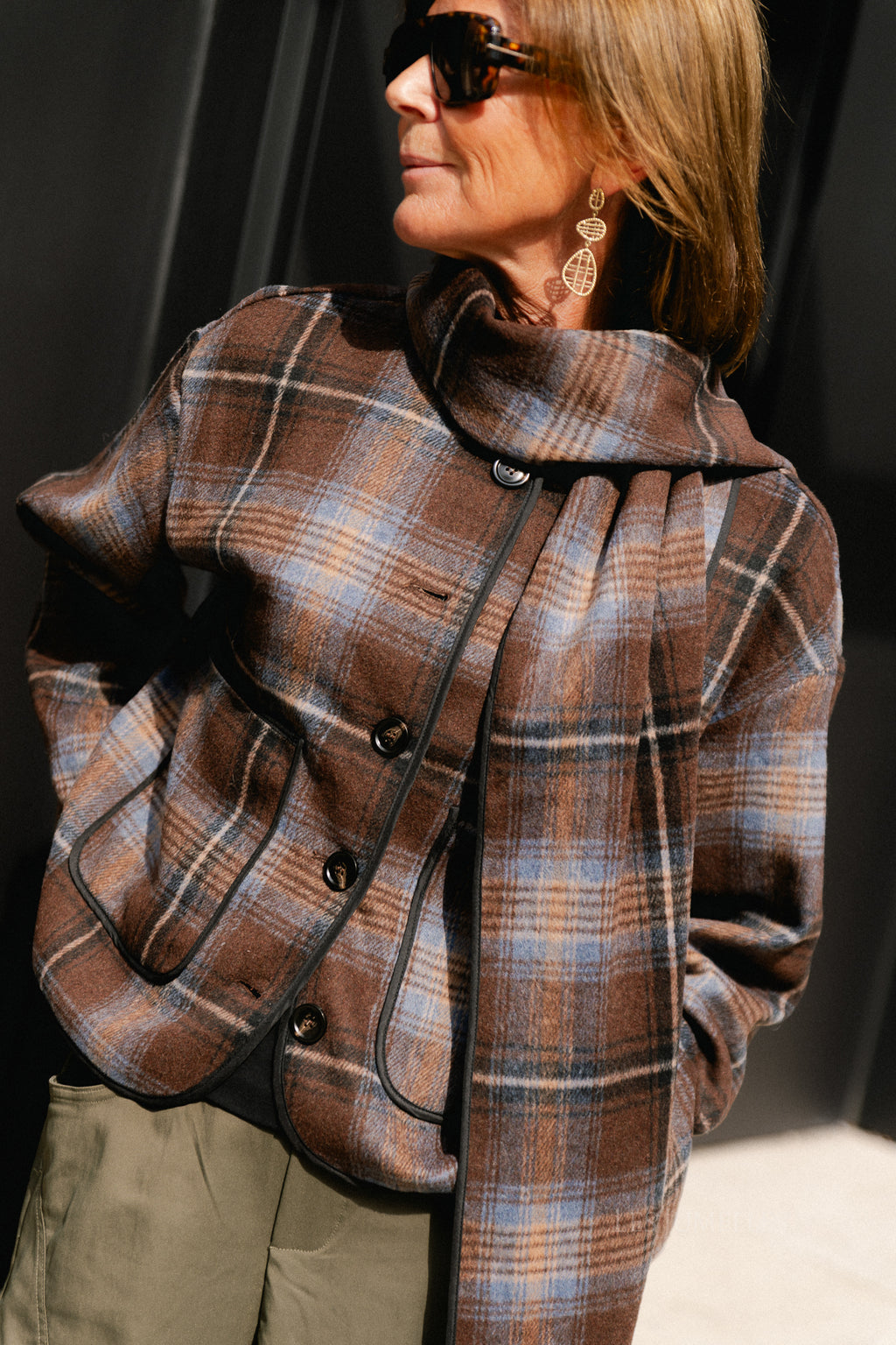 YASCalino LS scarf jacket carafe/caline check