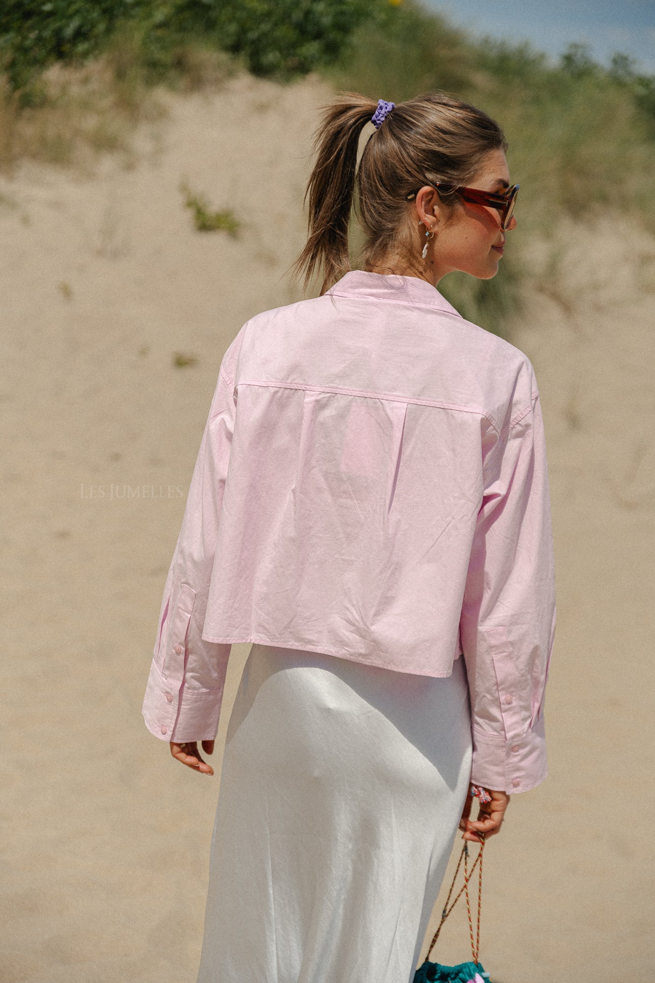 YASLee LS korte blouse roze