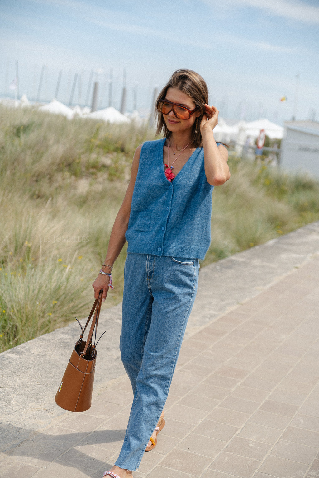 SLFEllin HW rechte jeans lichtblauw denim