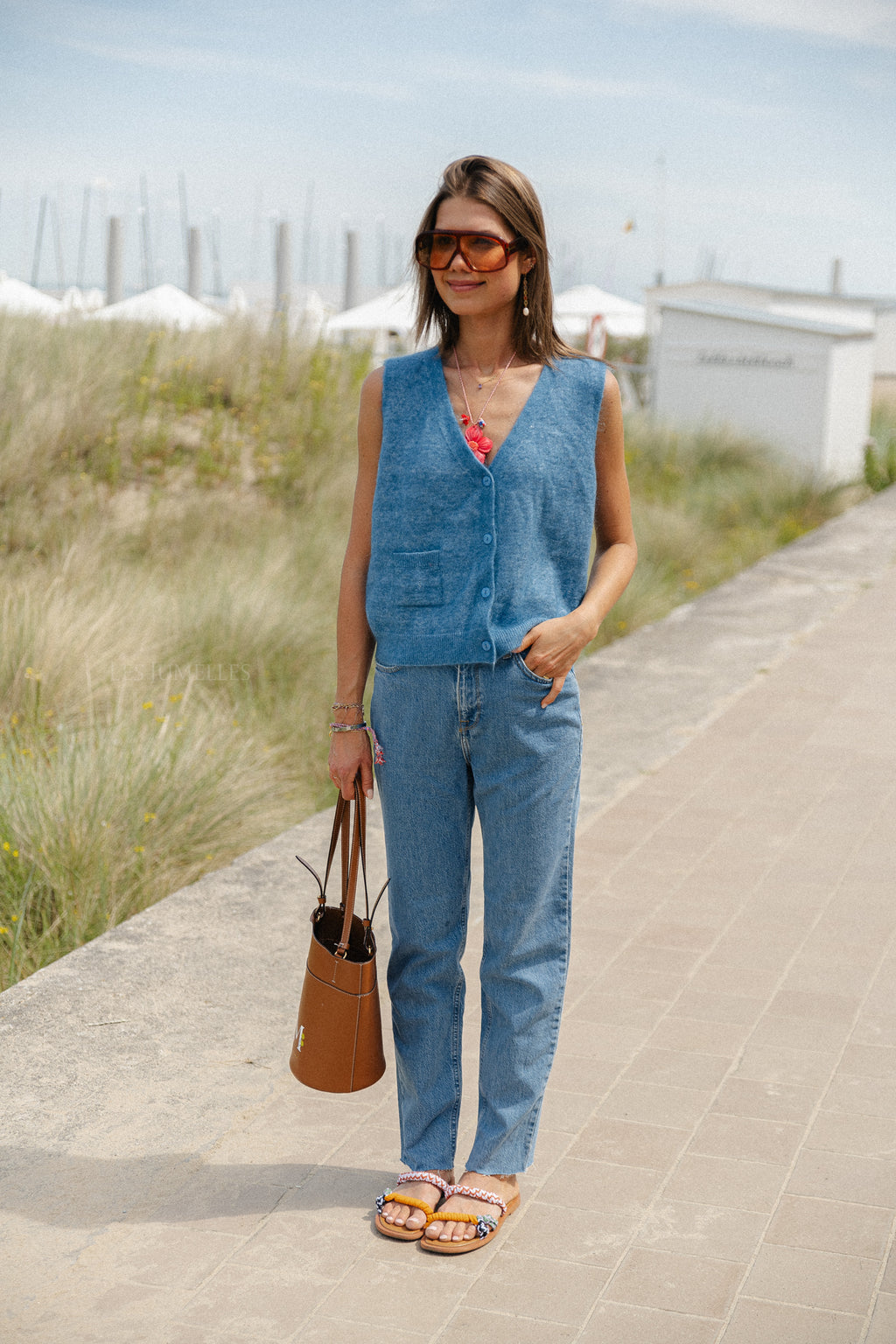 SLFEllin HW rechte jeans lichtblauw denim