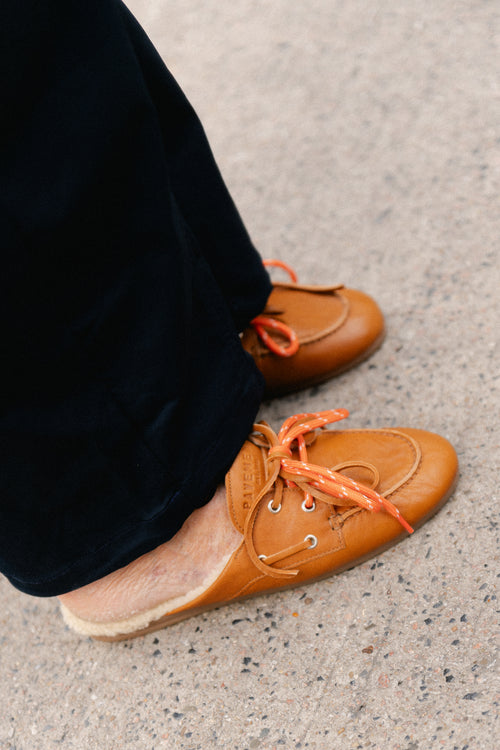 PAYasma lace fur loafers tan