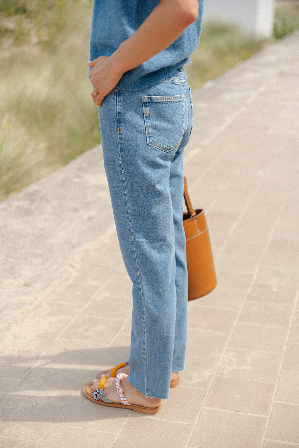 SLFEllin HW rechte jeans lichtblauw denim