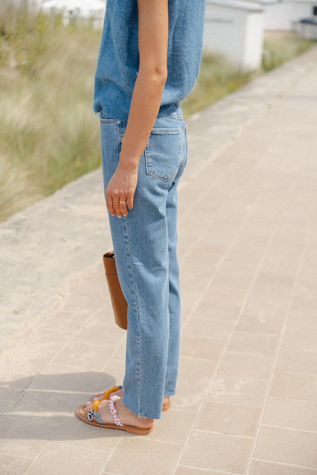 SLFEllin HW rechte jeans lichtblauw denim