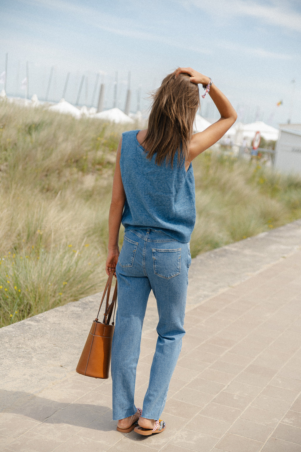 SLFEllin HW rechte jeans lichtblauw denim