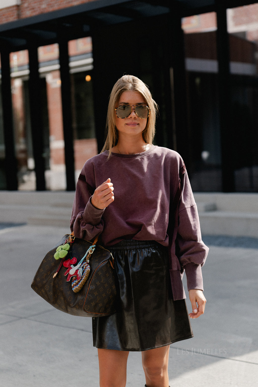VIShinny skater skirt coffee bean