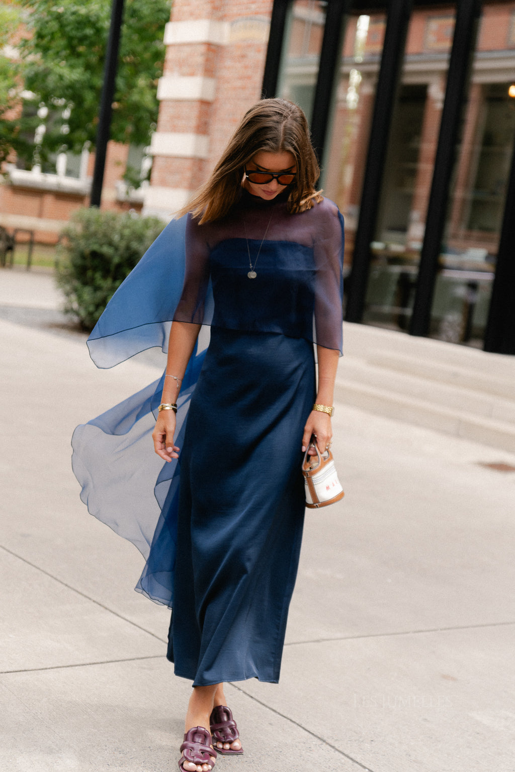 YASVima bandeau maxi dress - show navy blazer