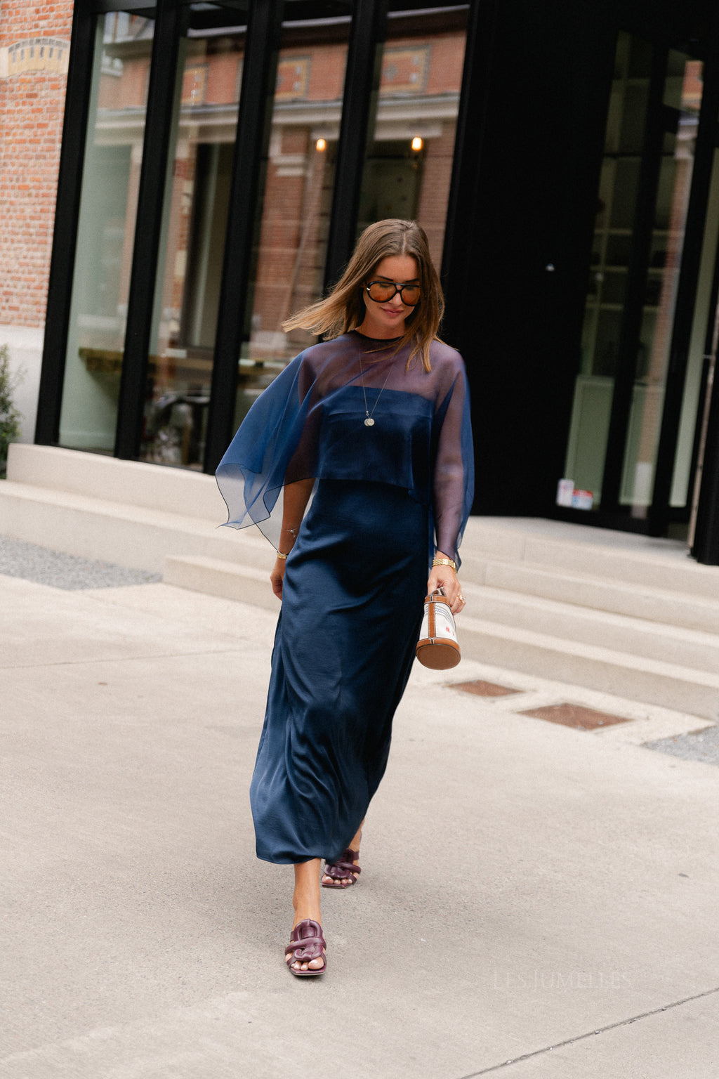 YASVima bandeau maxi dress - show navy blazer