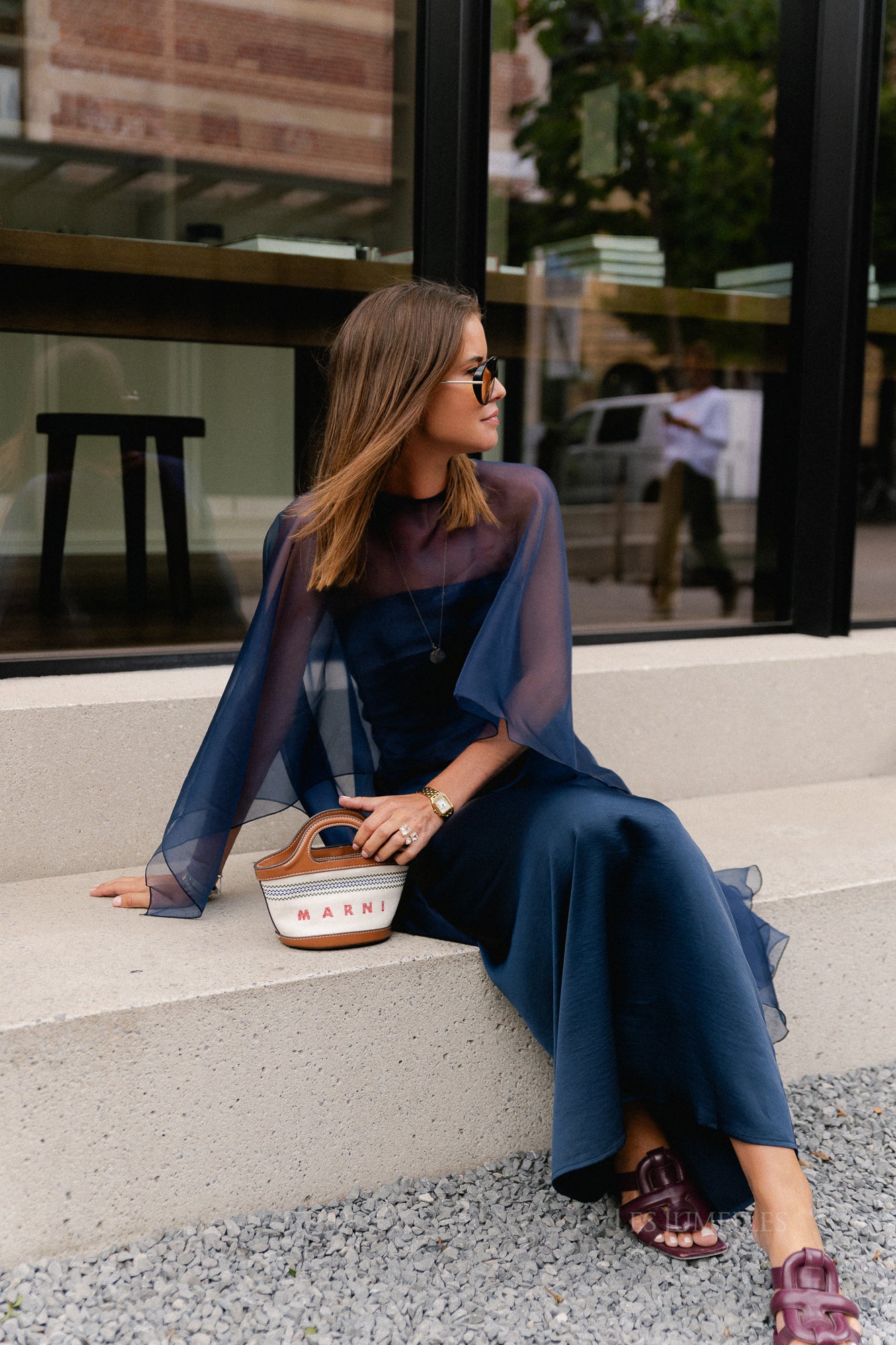 YASVima bandeau maxi dress - show navy blazer