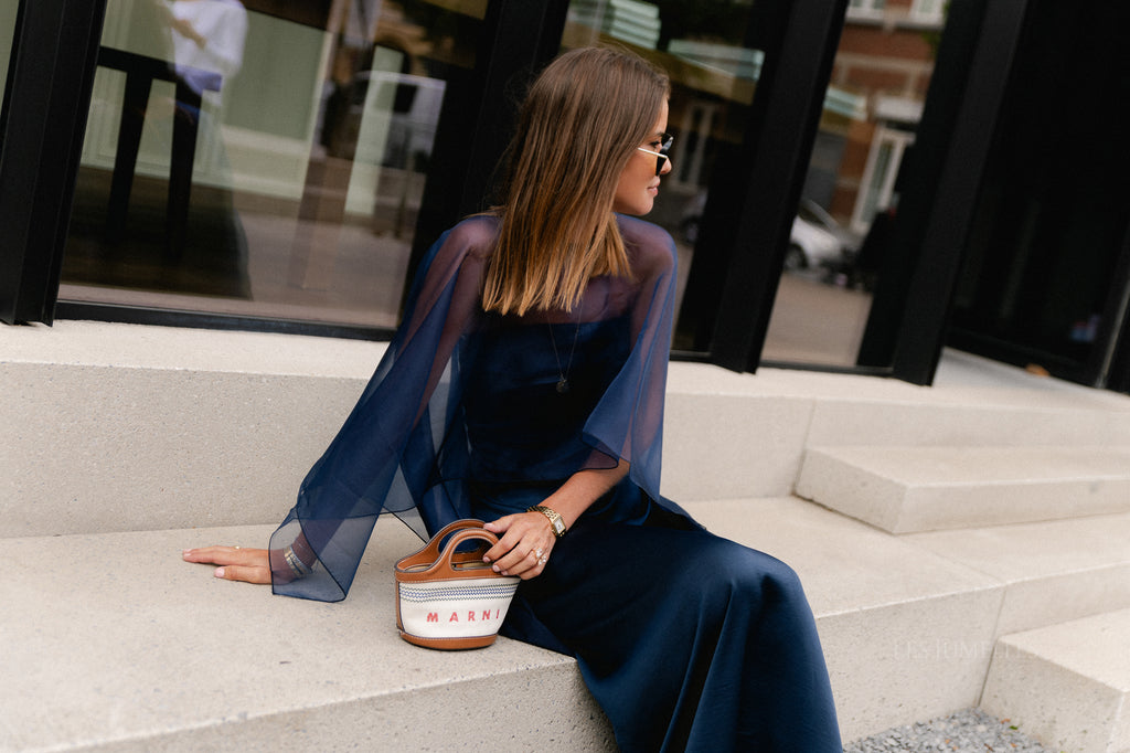 YASVima bandeau maxi dress - show navy blazer