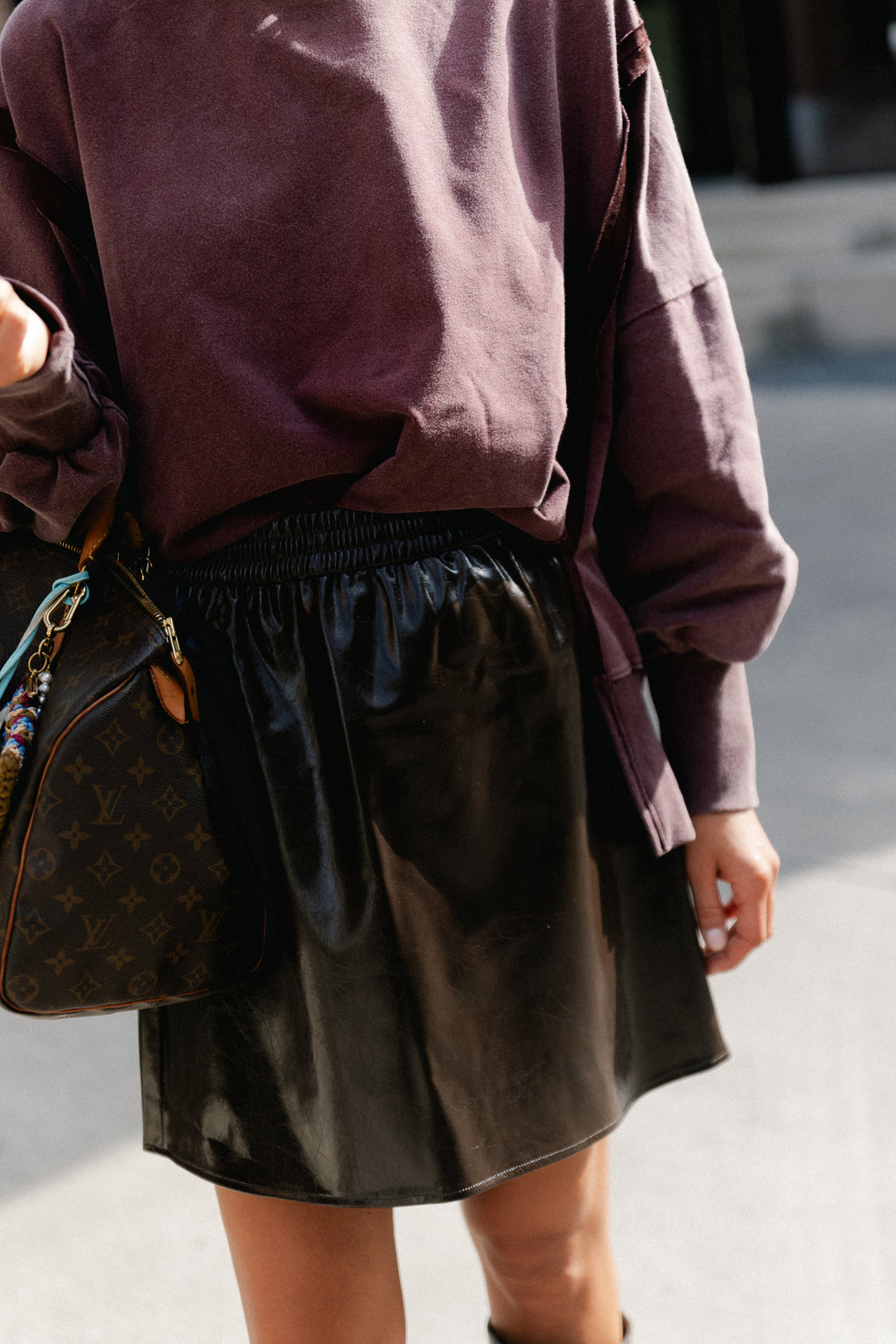 VIShinny skater skirt coffee bean