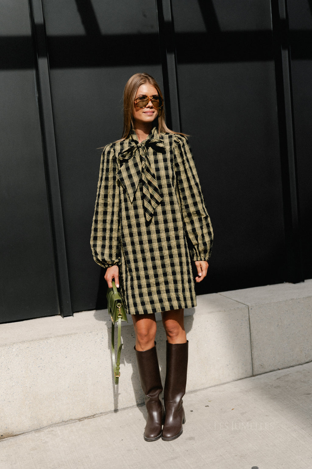 YASSiera LS dress black/boa checks