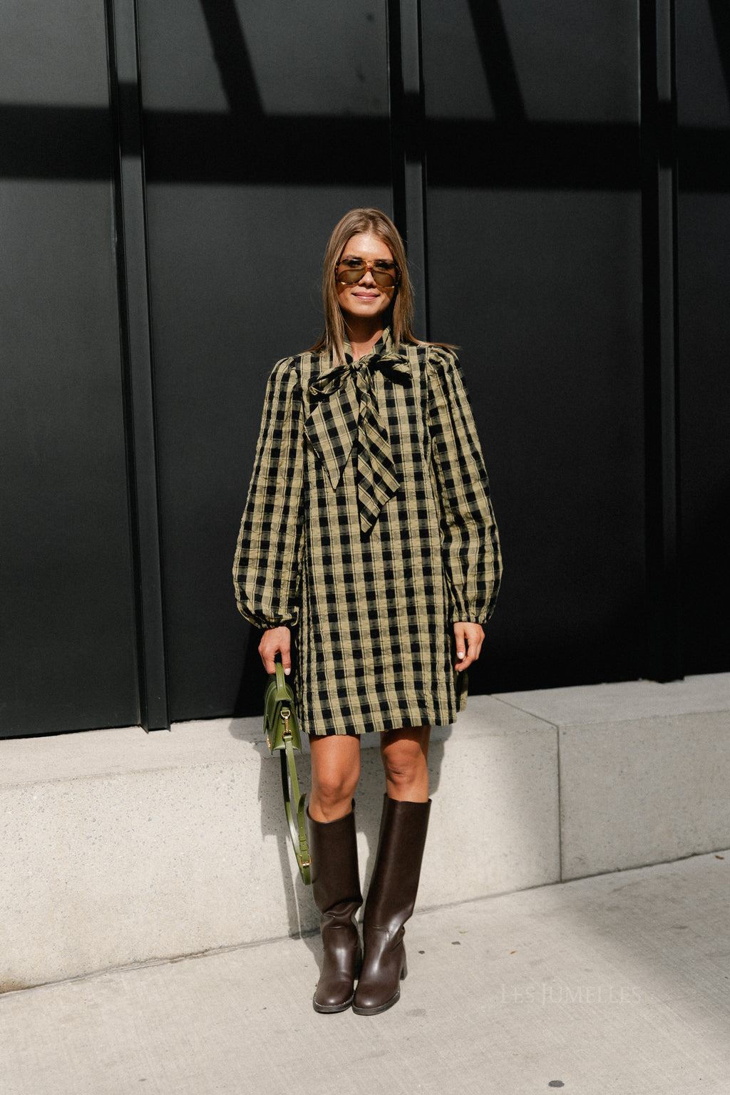 YASSiera LS dress black/boa checks