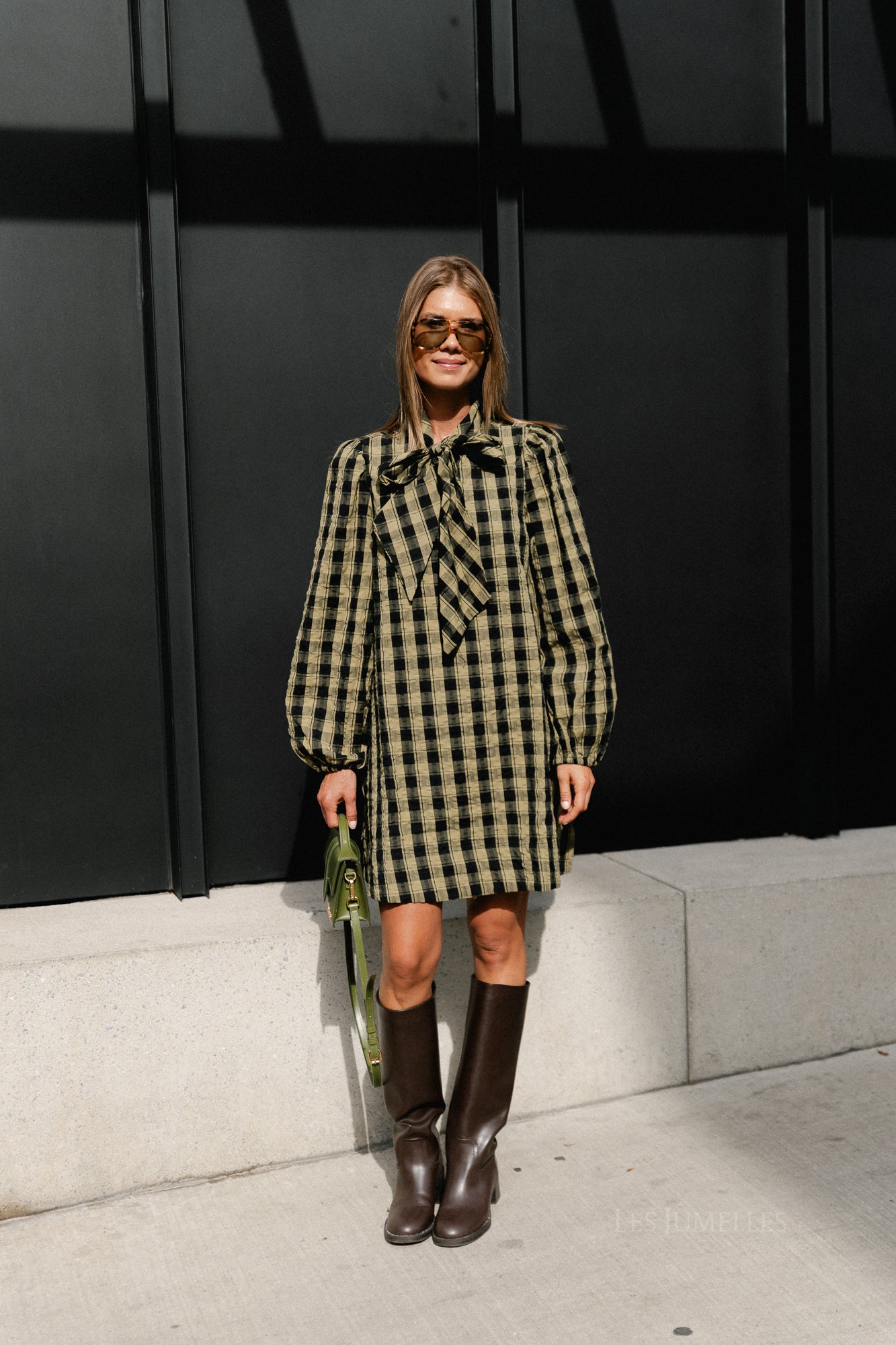 YASSiera LS dress black/boa checks