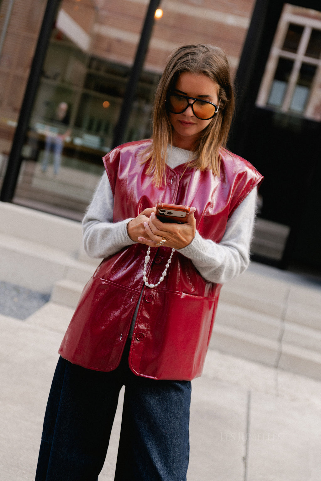 Sloan SL PU jacket cherry red