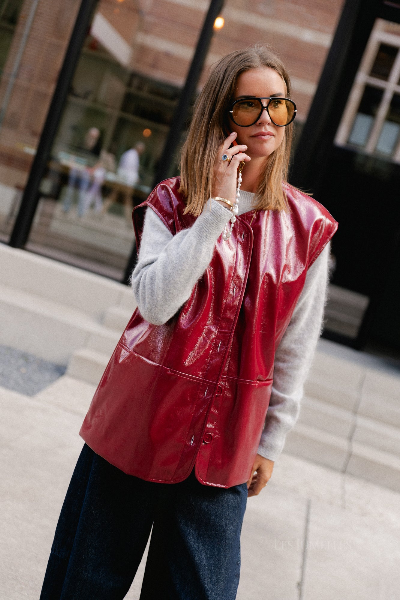 Sloan SL PU jacket cherry red