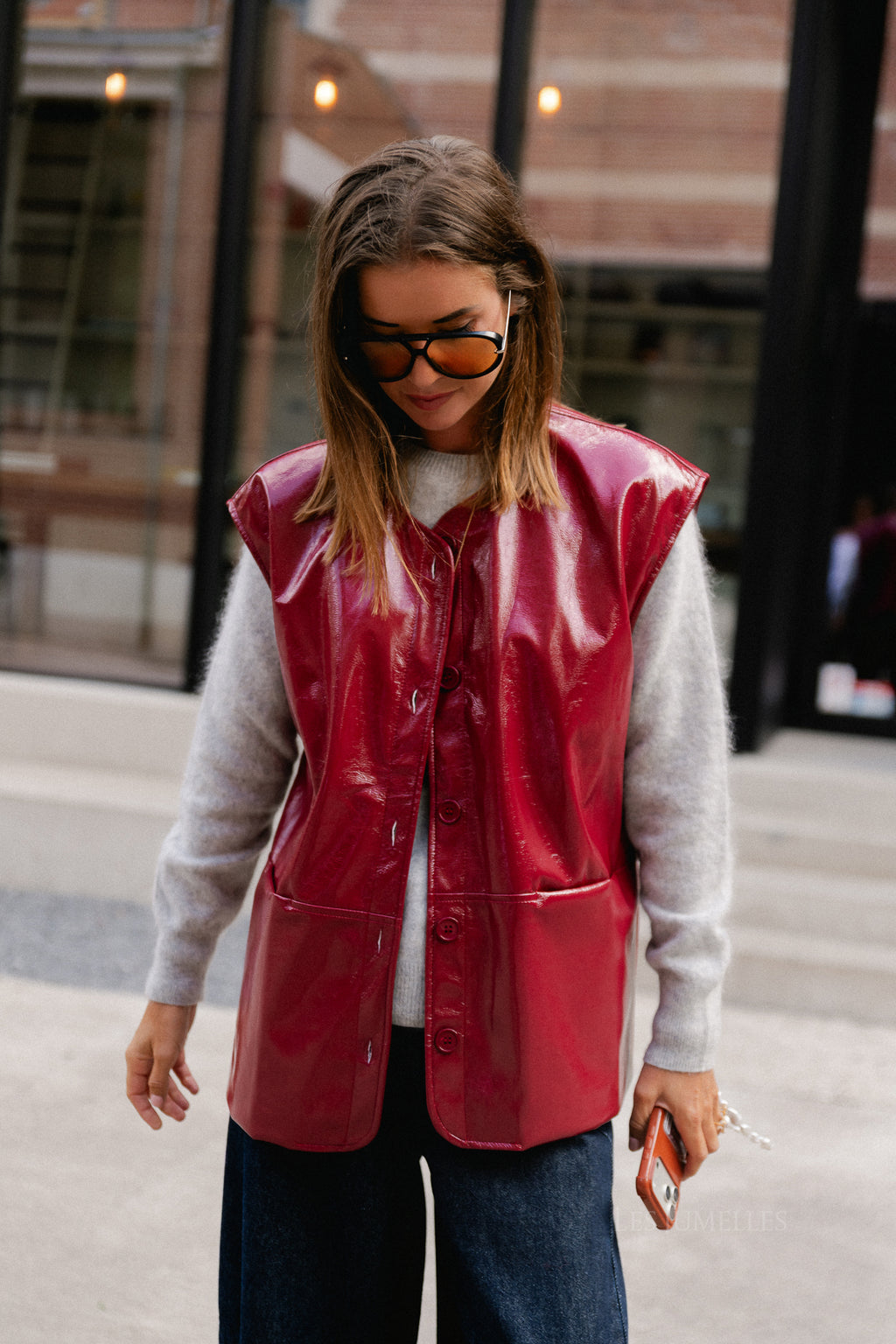 Sloan SL PU jacket cherry red