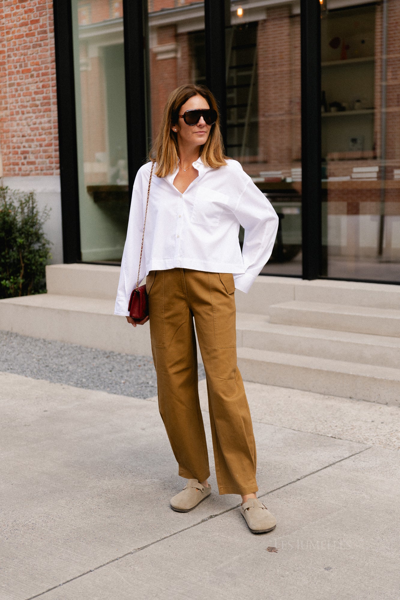 SLWDannie LS cropped boxy shirt bright white
