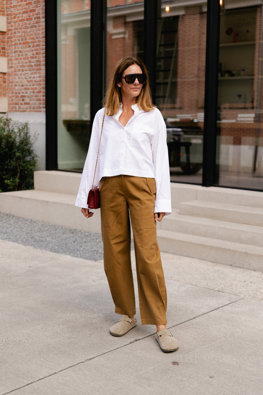 SLWDannie LS cropped boxy shirt bright white