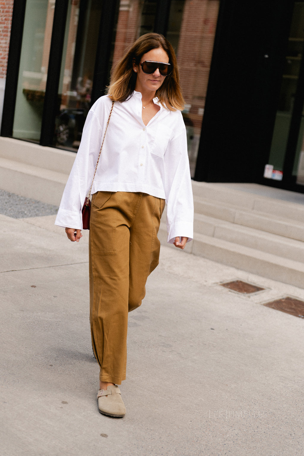 SLWDannie LS cropped boxy shirt bright white