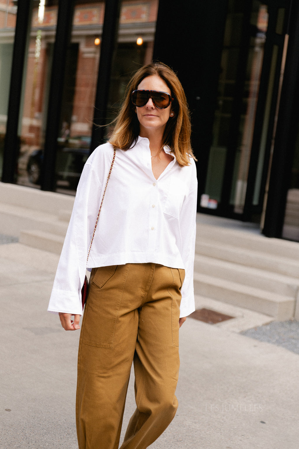 SLWDannie LS cropped boxy shirt bright white