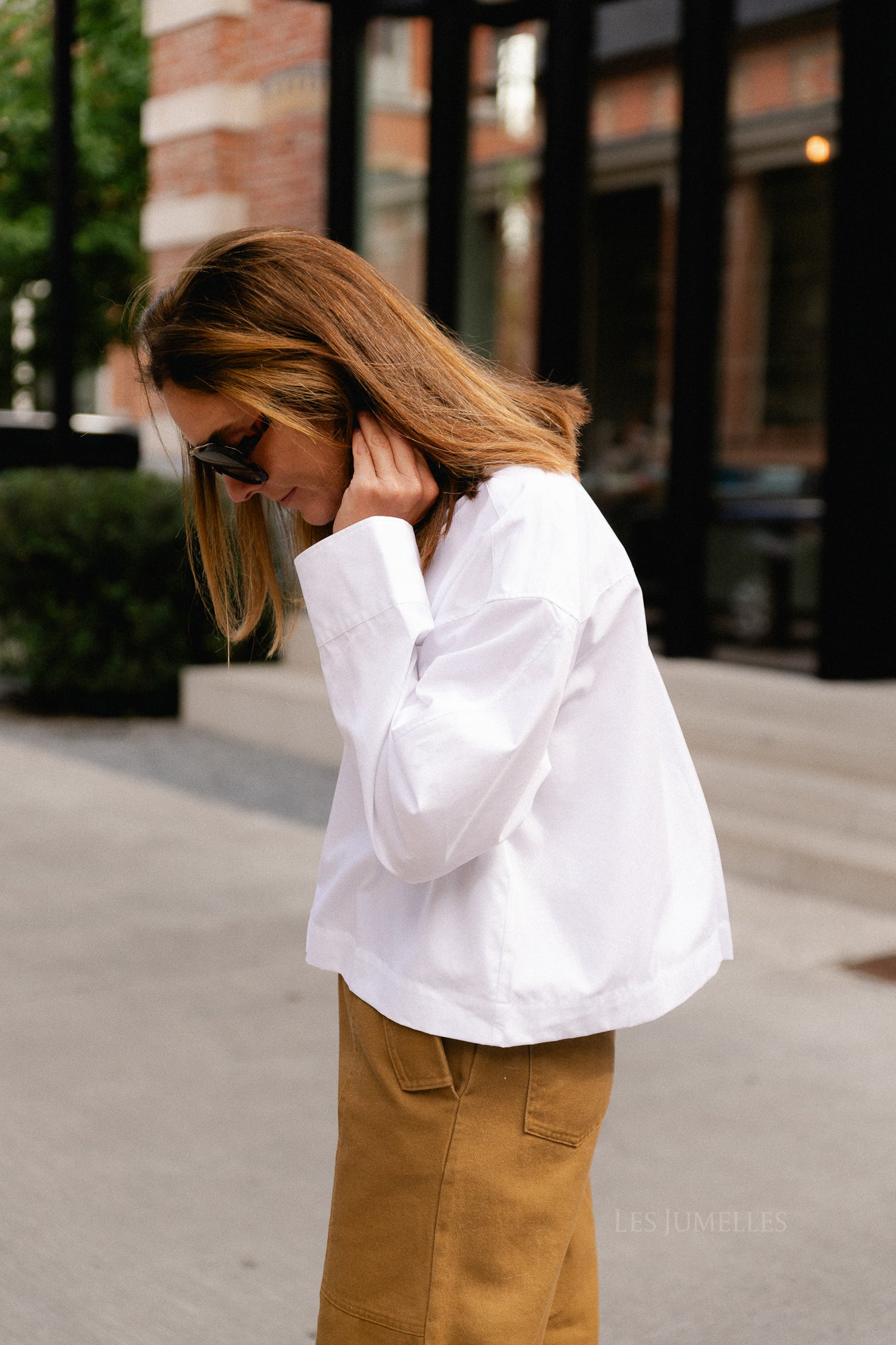 SLWDannie LS cropped boxy shirt bright white