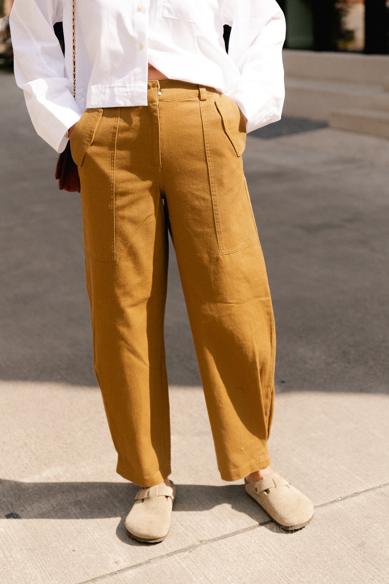 ROUElia HW barrel jeans dull gold