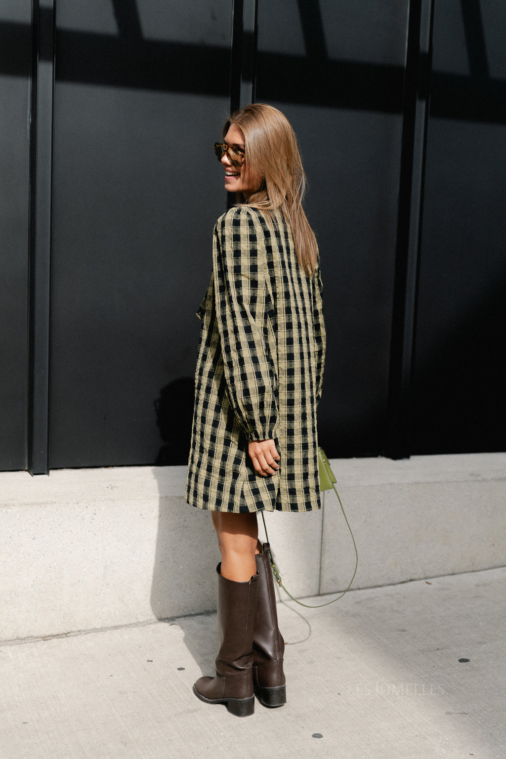 YASSiera LS dress black/boa checks