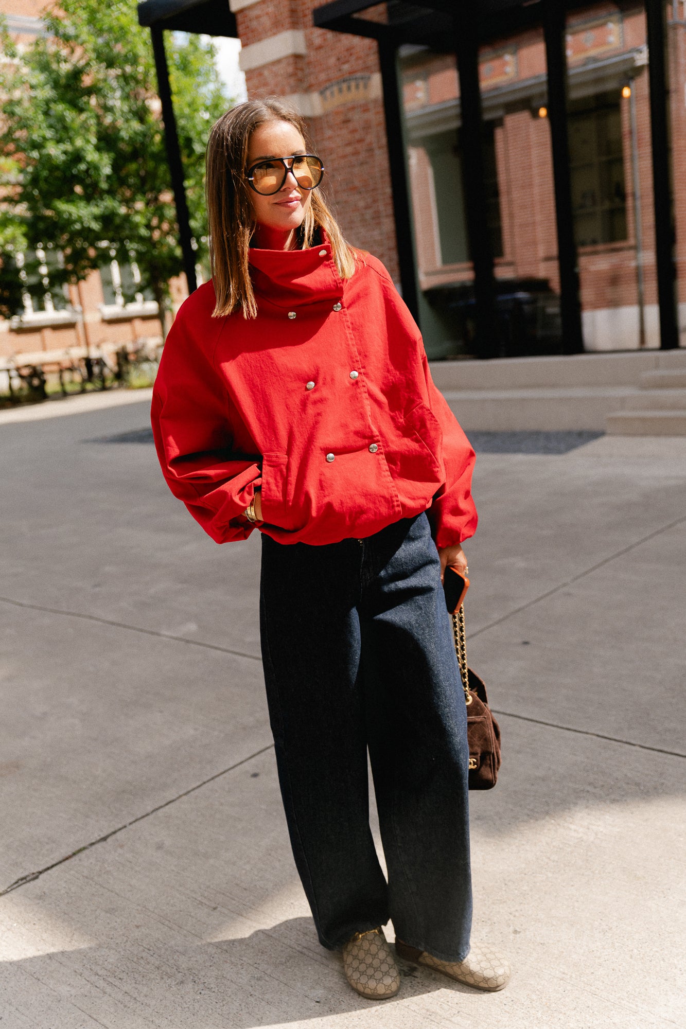 Stella funnel neck jacket red