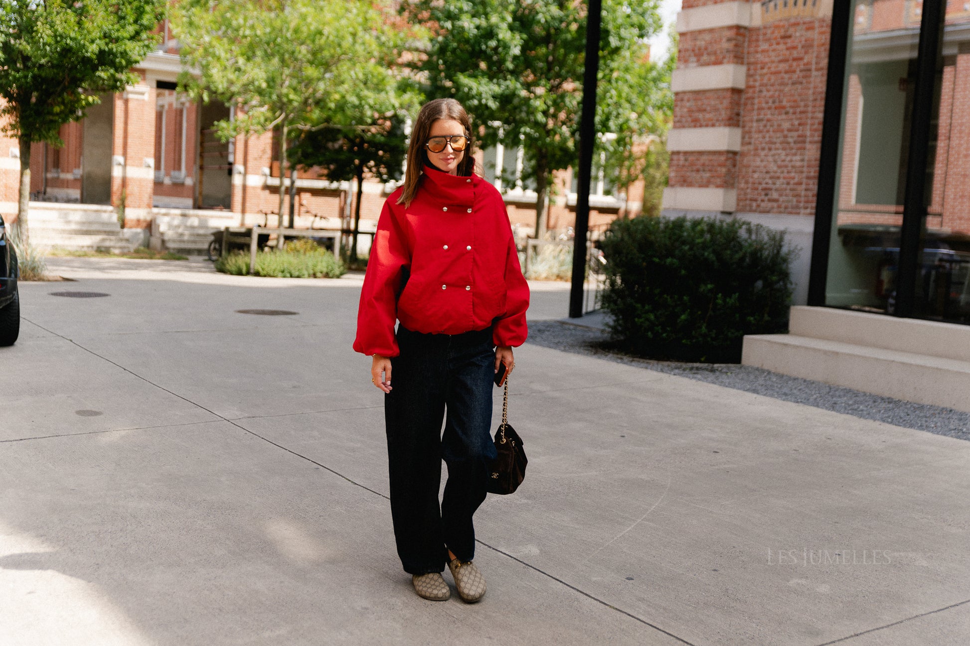 Stella funnel neck jacket red