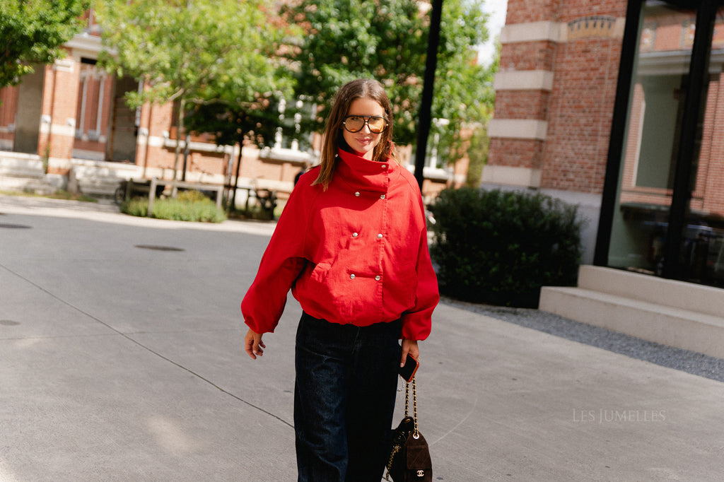 Stella funnel neck jacket red