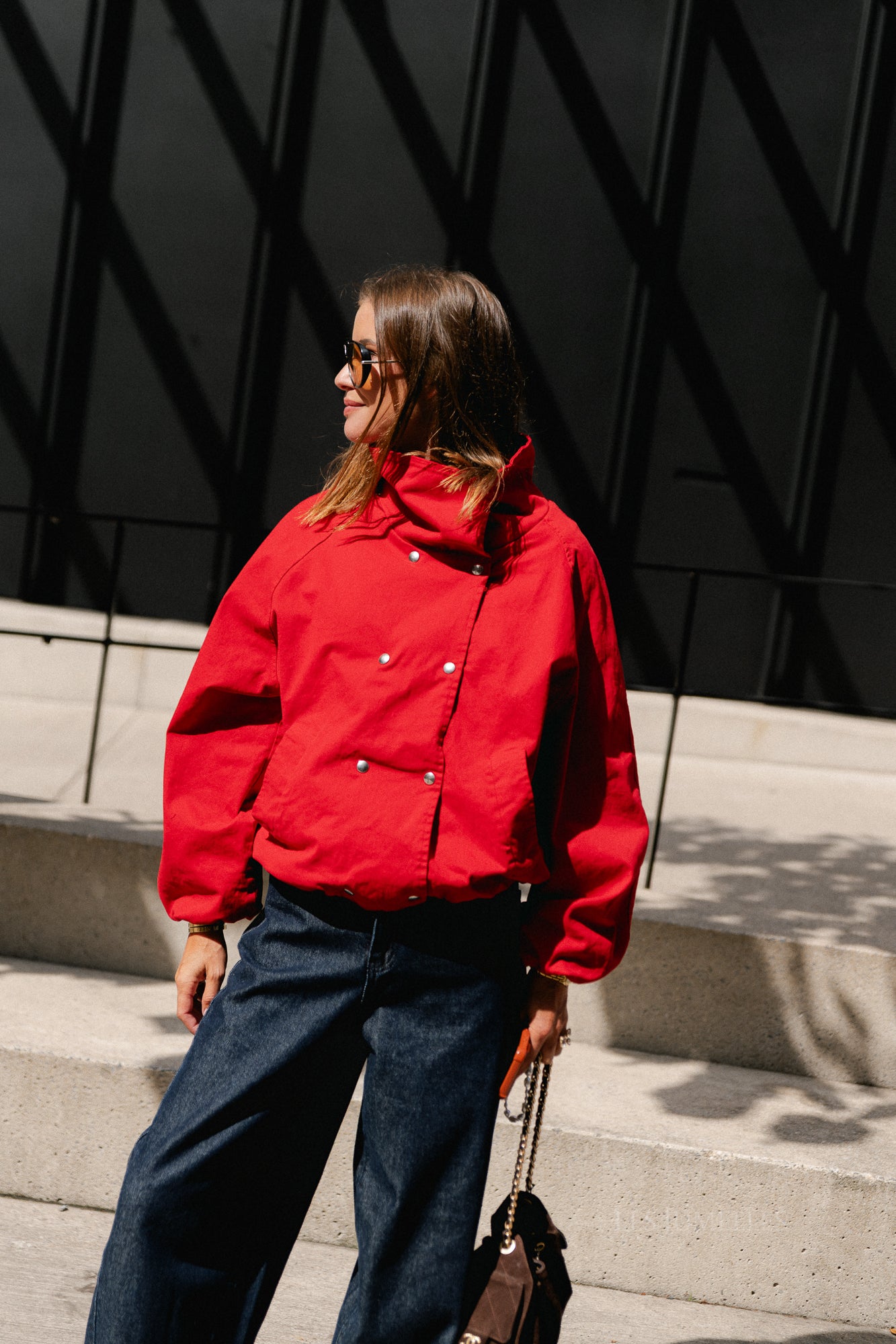 Stella funnel neck jacket red