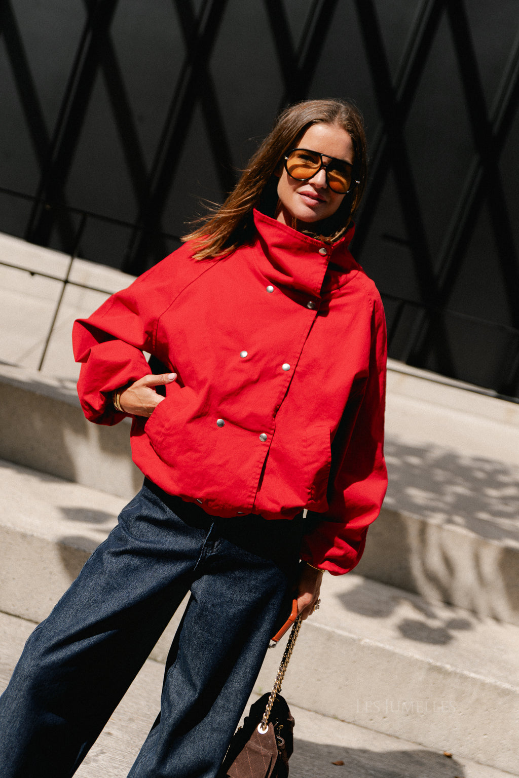 Stella funnel neck jacket red