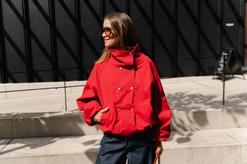 Stella funnel neck jacket red