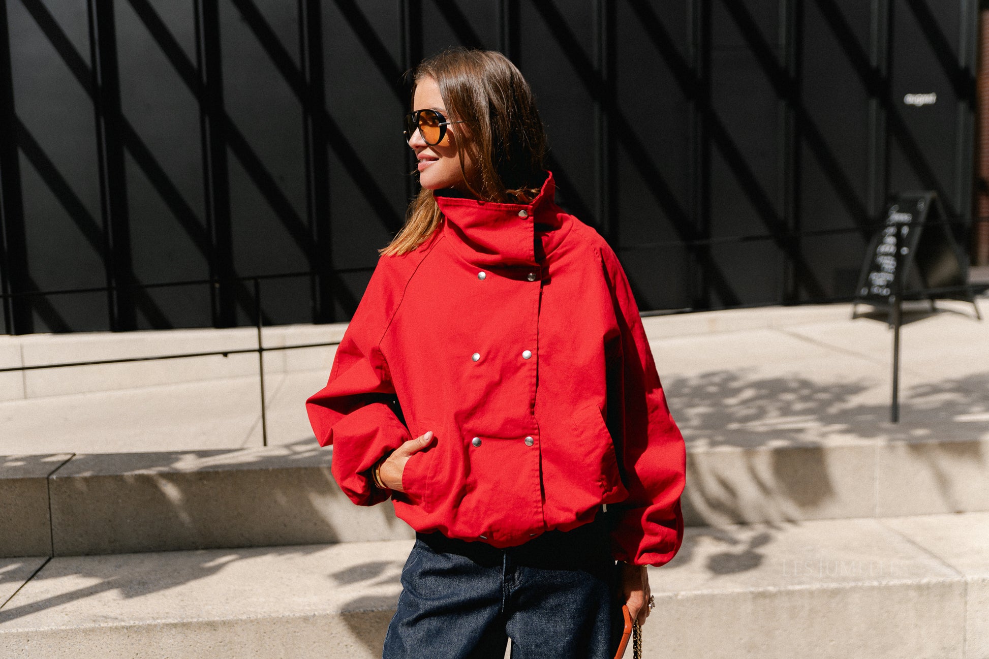 Stella funnel neck jacket red