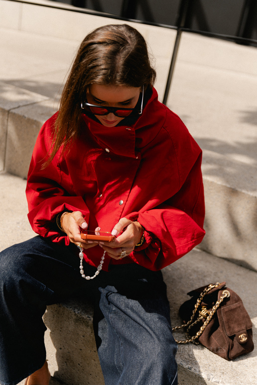 Stella funnel neck jacket red