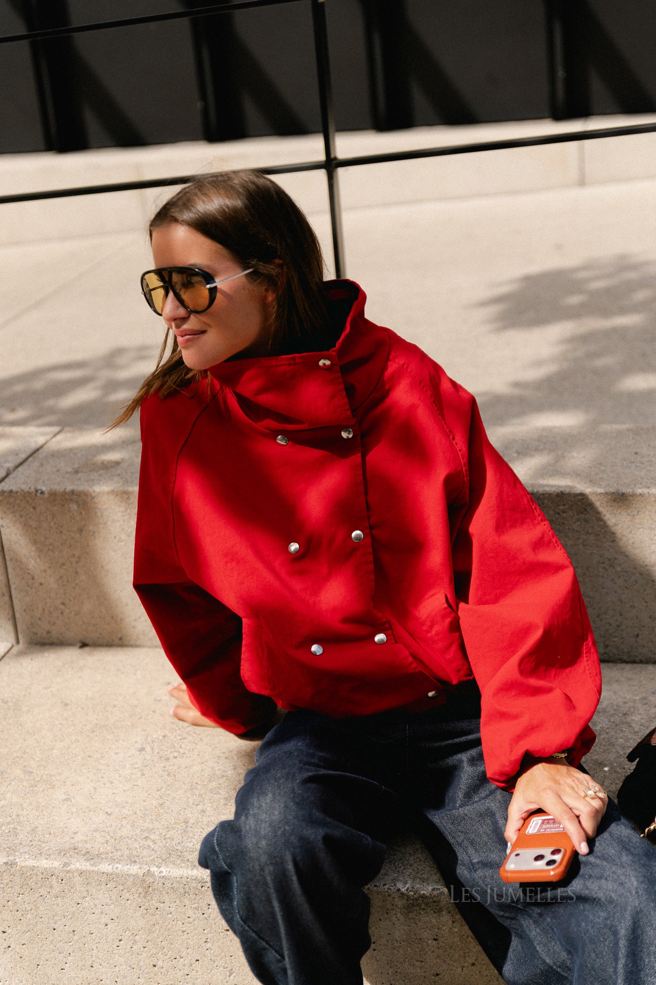 Stella funnel neck jacket red