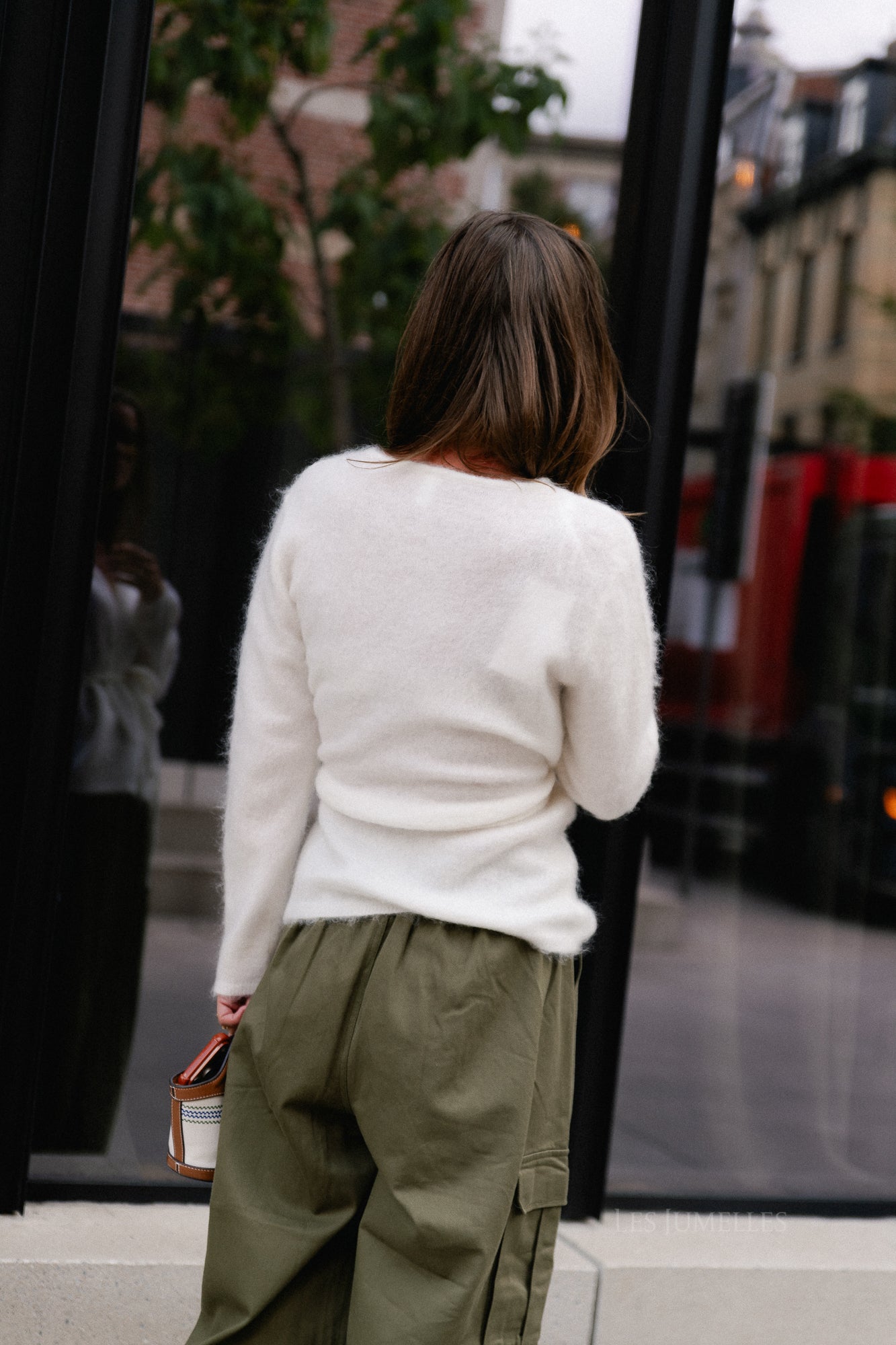 YASTilde LS belt knit cardigan star white