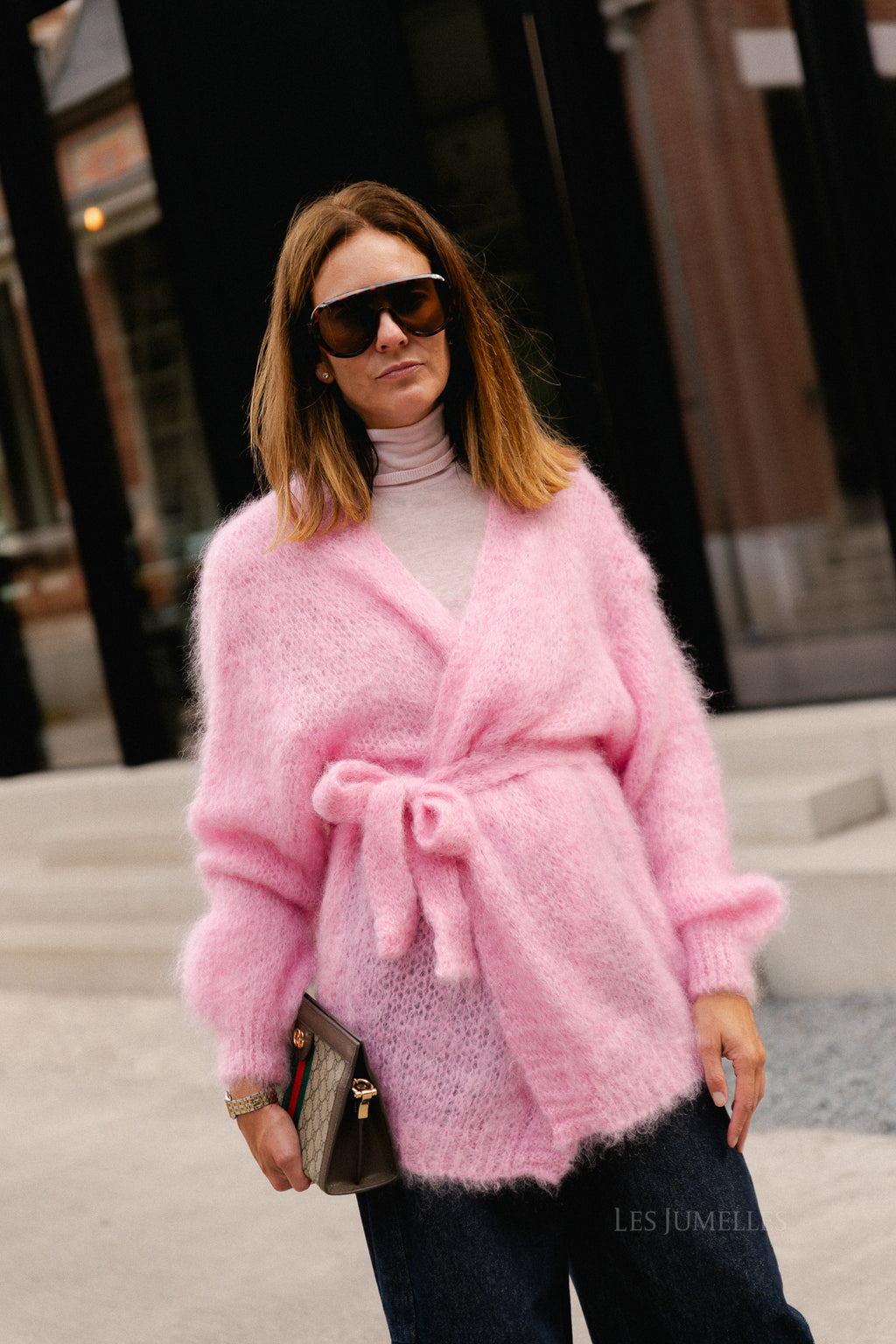 Aline LS knitted cardigan pink