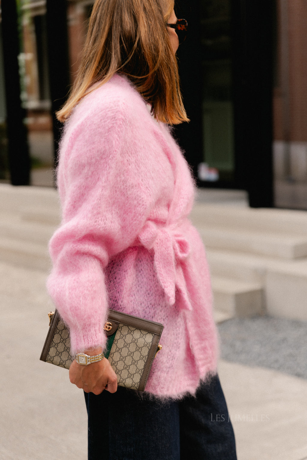 Aline LS knitted cardigan pink