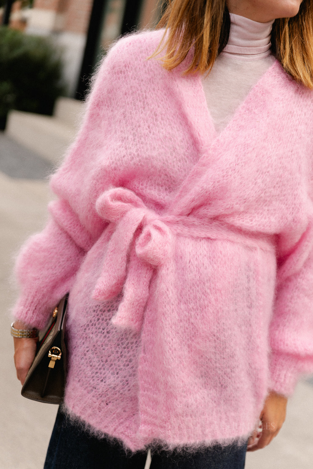 Aline LS knitted cardigan pink