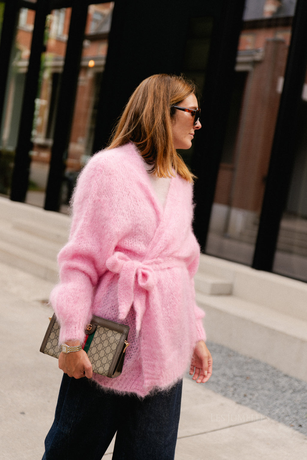 Aline LS knitted cardigan pink