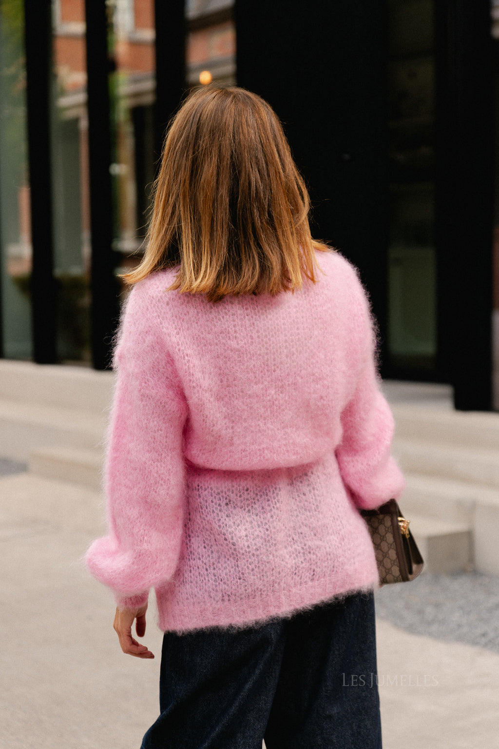 Aline LS knitted cardigan pink