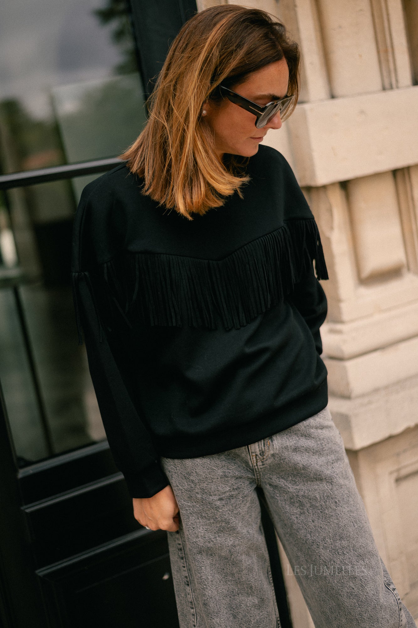 VIReflect O-neck fringe sweatshirt black