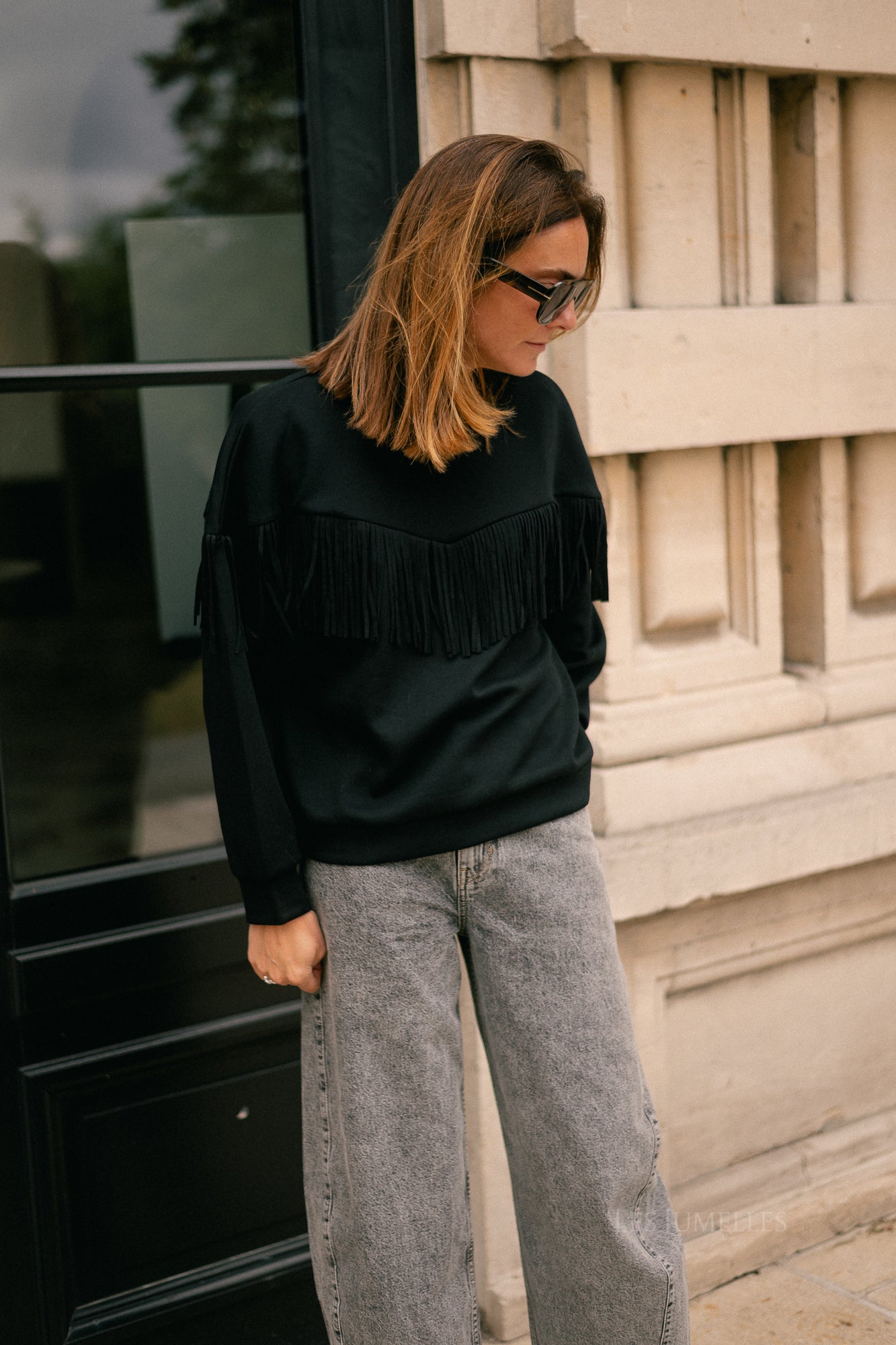 VIReflect O-neck fringe sweatshirt black