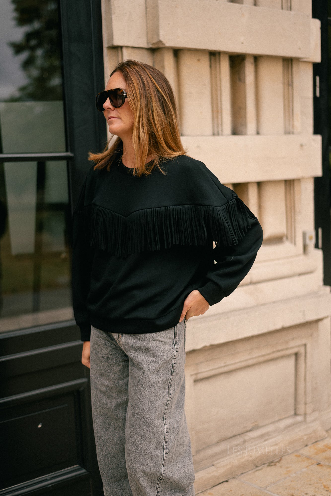 VIReflect O-neck fringe sweatshirt black