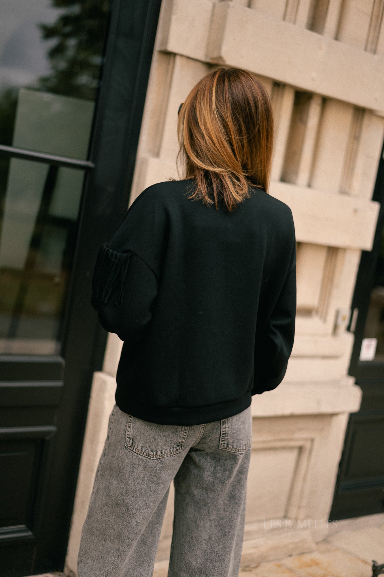 VIReflect O-neck fringe sweatshirt black