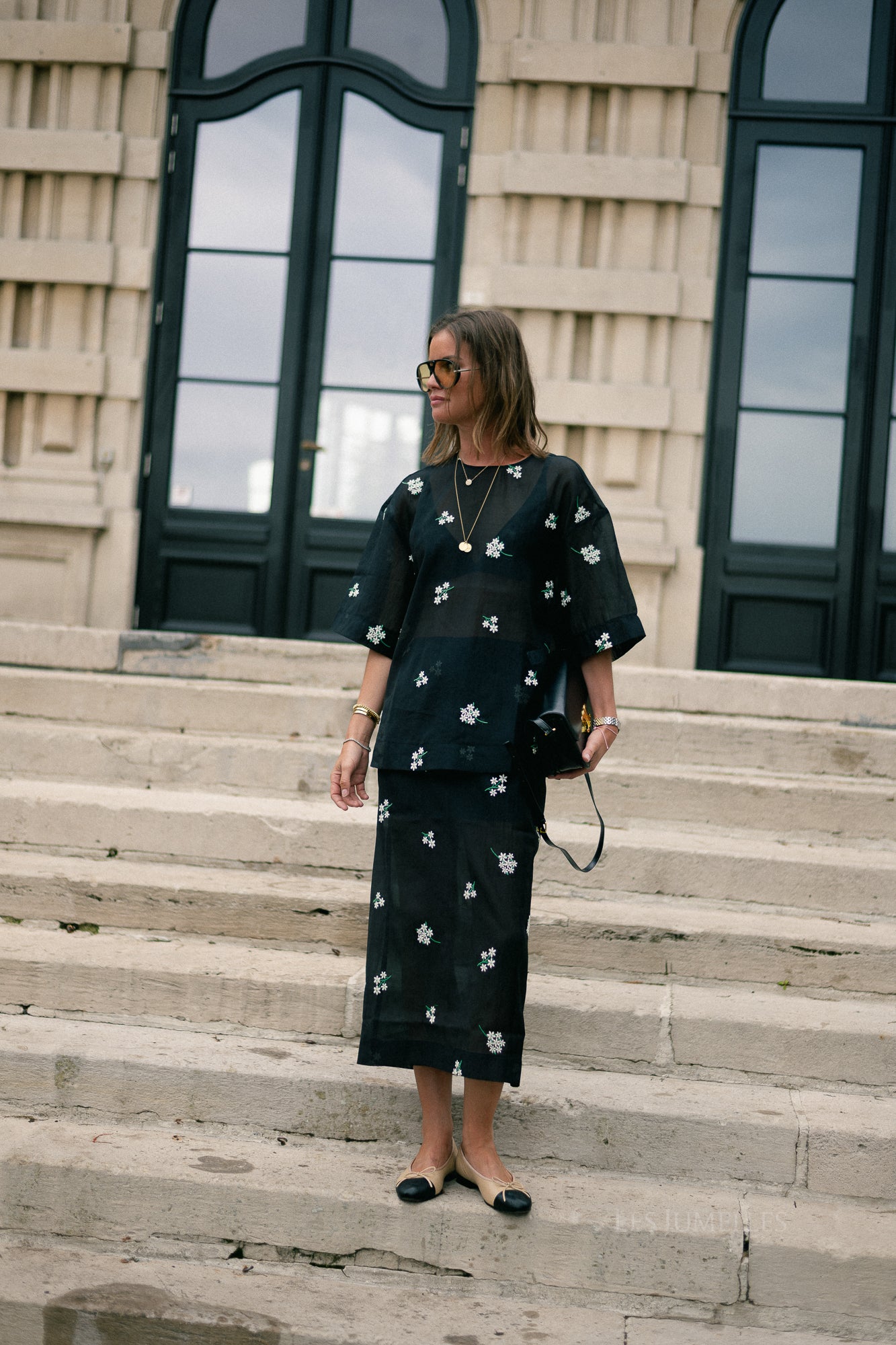 Angely skirt black & white embroidery