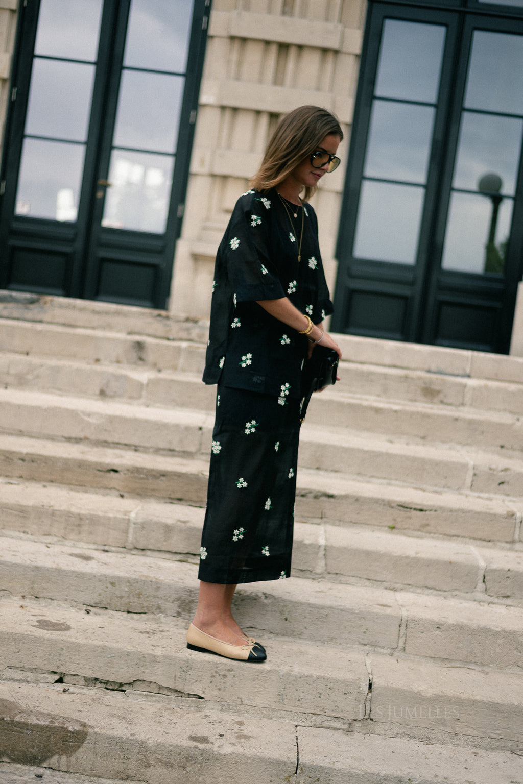 Angely skirt black & white embroidery