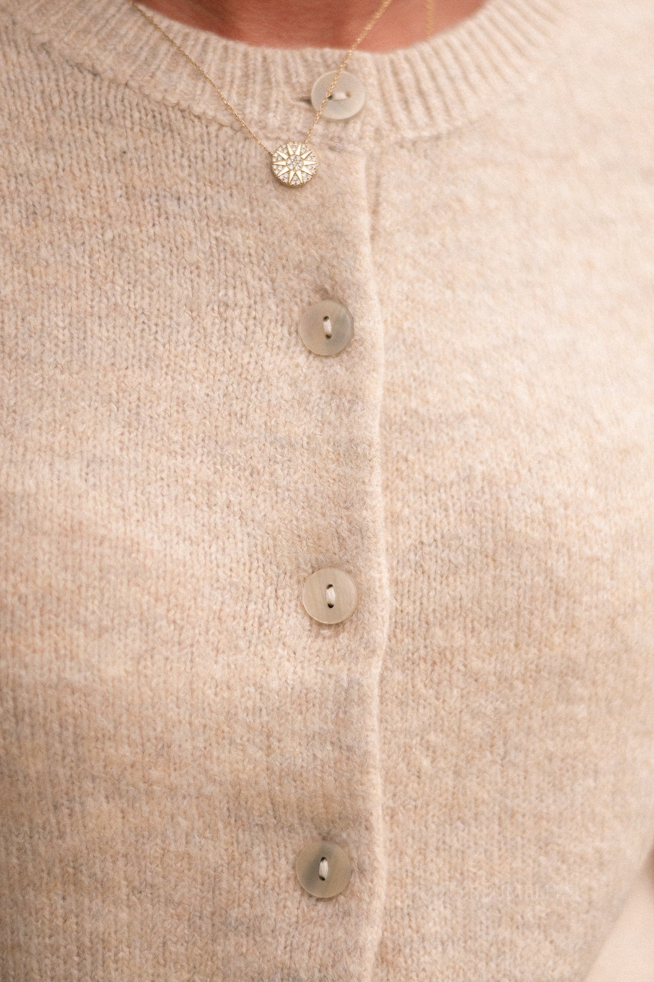 VIGladys O-neck knit cardigan natural melange
